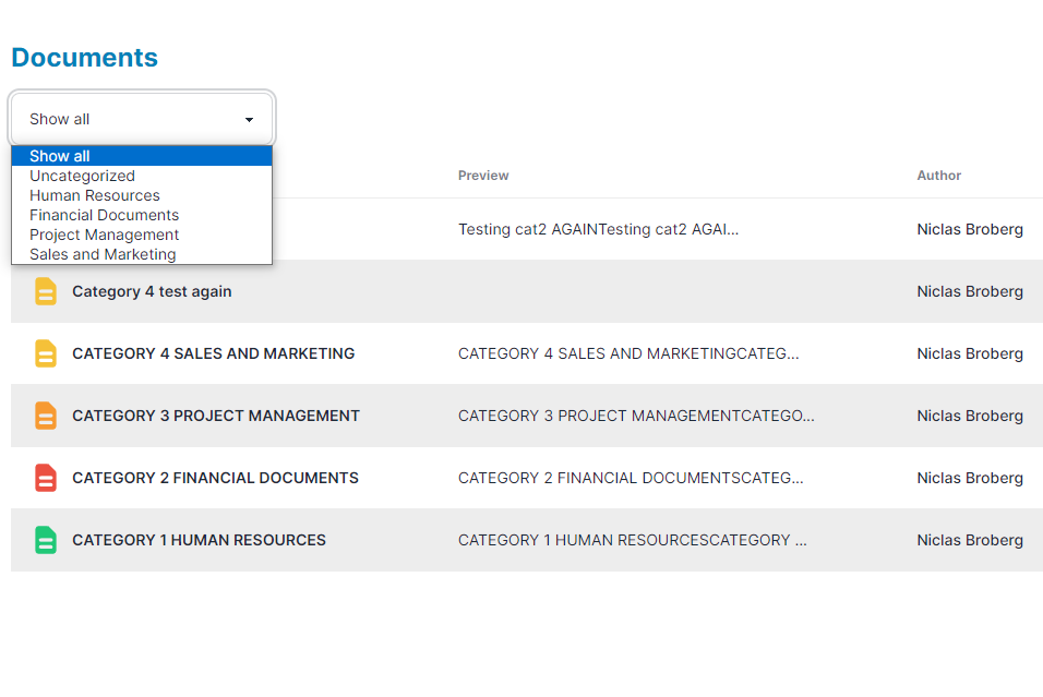 Dokke document management overview screenshot