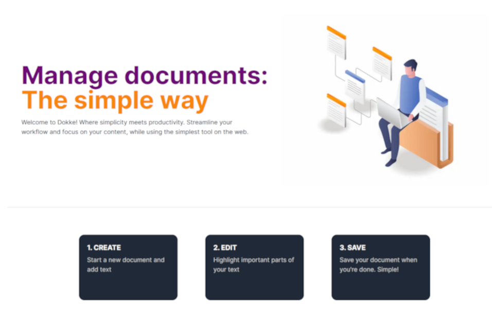 Dokke landing page screenshot